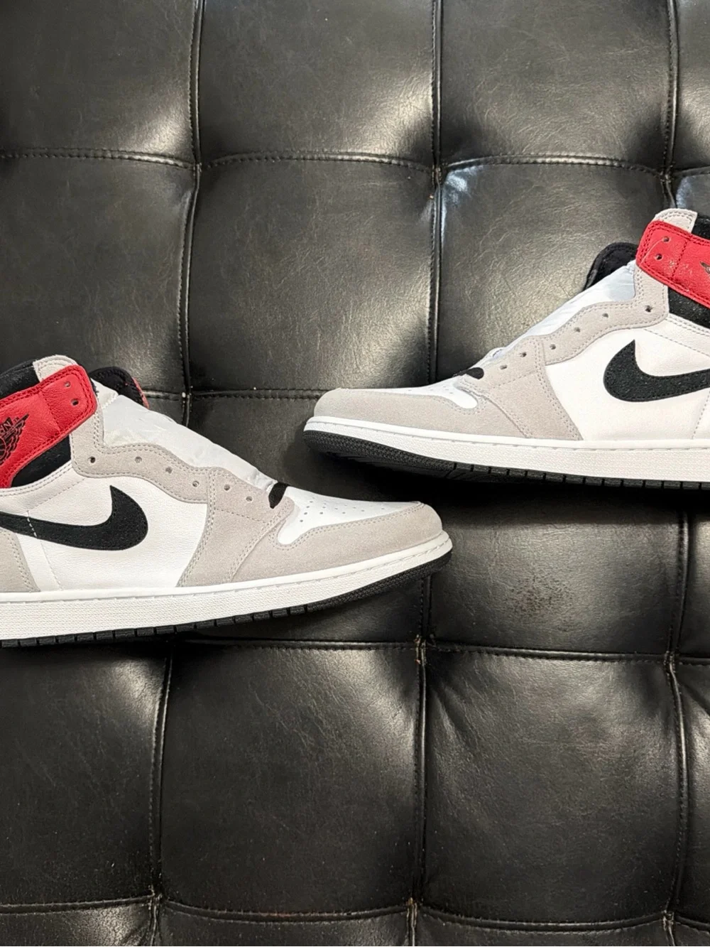Jordan Men’s High-Top Sneakers — White, Gray & Red